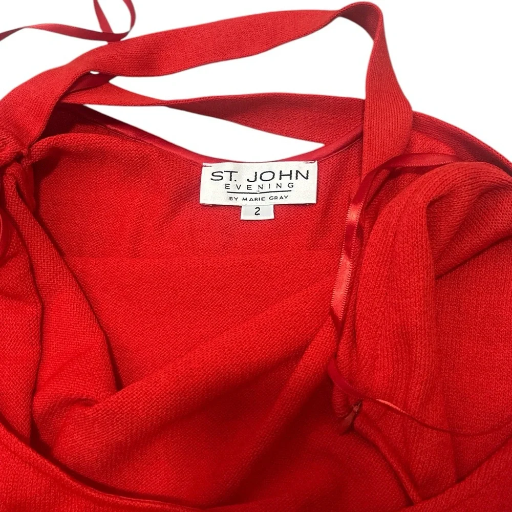 St John Evening Ribbed Knit Maxi Criss Cross Strappy Formal Beachwear Dress_8